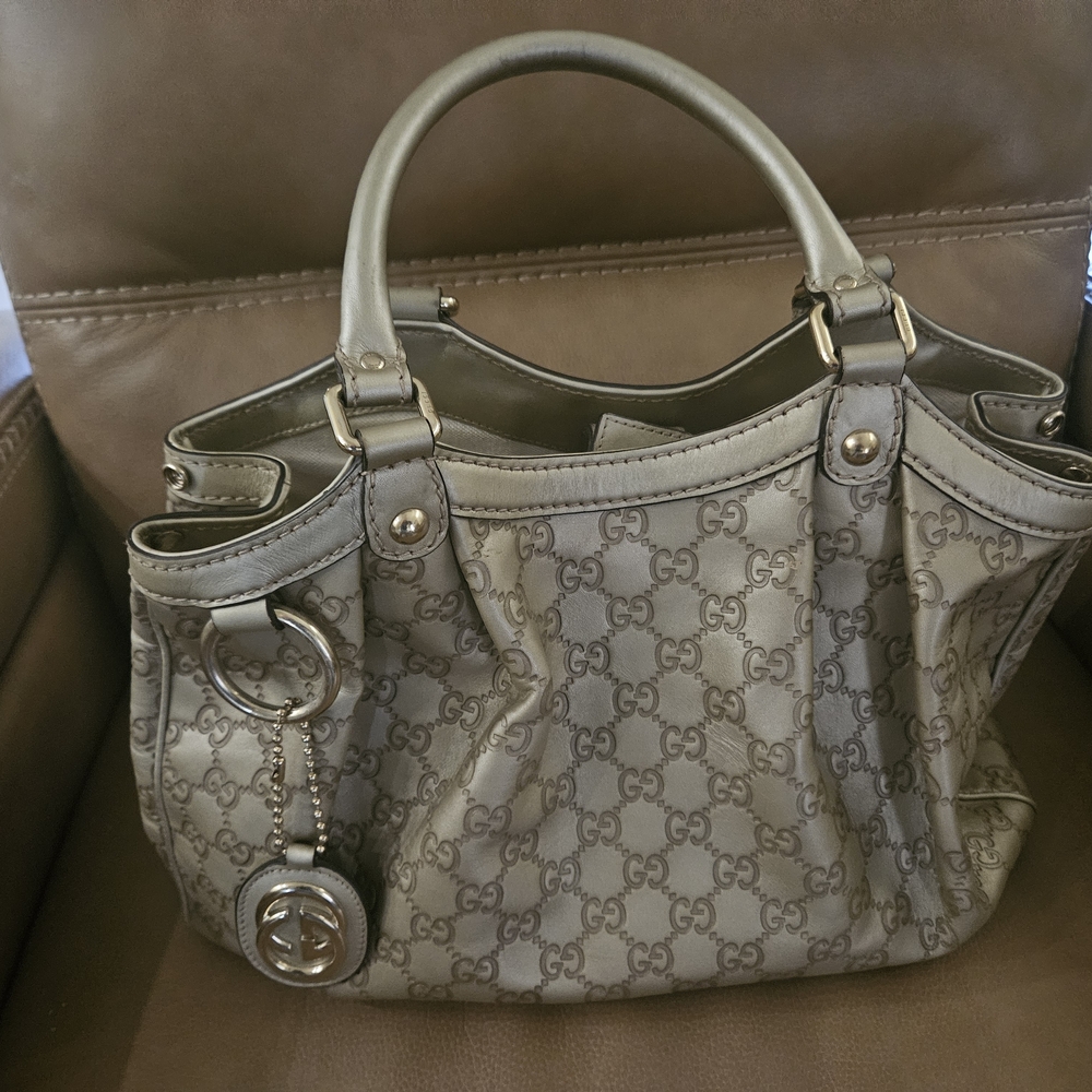 Gucci Taupe GG Canvas Top-Handle Tote